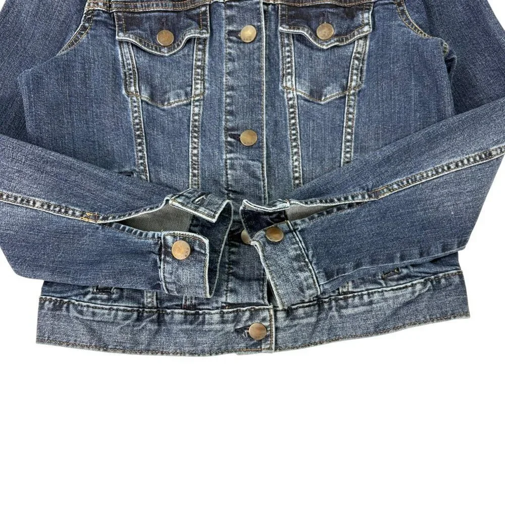 A.N.A Women’s Blue Denim Jean Jacket Size Small Stretch Classic Button Up